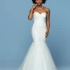 Mermaid Dresses Davinci Bridal 50550 Fitted Strapless Mermaid Embroidered Wedding Dress Tulle Train