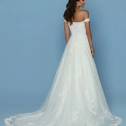 Davinci Bridal 50556 Sweeheart Off The Shoulder Sheer Lace A Line Wedding Dress