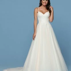 Ballgown Dresses Davinci Bridal 50569 Beaded Lace Tulle Ballgown Wedding Dress Sweetheart Train