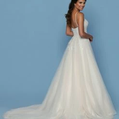 Ballgown Dresses Davinci Bridal 50569 Beaded Lace Tulle Ballgown Wedding Dress Sweetheart Train