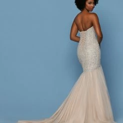 In Stock Davinci Bridal 50573 Size 16 Fitted Mermaid Bridal Gown Strapless Wedding Dress Beaded