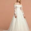 Ballgown Dresses Davinci Bridal 50577 Lace Tulle Ballgown Wedding Dress Lace Sleeves Off The Shoulder