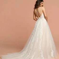 Ballgown Dresses Davinci Bridal 50583 Tulle Ballgown Wedding Dress Cascading Lace Sweetheart Strapless