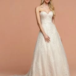 Davinci Bridal 50593 Lace Ballgown Corset Sweetheart Wedding Dress Train Strapless Ballgown Dresses