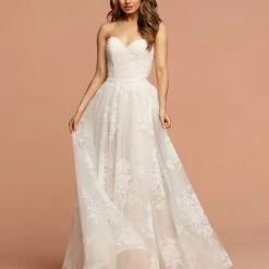 Davinci Bridal 50599 Floral Velvet A Line Strapless Wedding Dress Corset Gown Corset Dresses