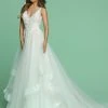 In Stock Davinci Bridal 50601 Size 10 Layered Ballgown Wedding Dress Train Floral Applique Ballgown Dresses