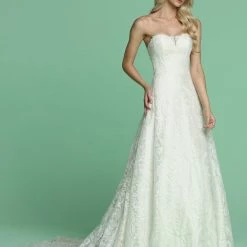 Davinci Bridal 50609 Long Strapless Lace A Line Wedding Dress Corset Gown
