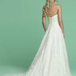 Davinci Bridal 50609 Long Strapless Lace A Line Wedding Dress Corset Gown