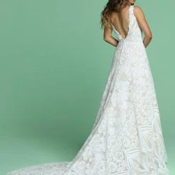 Ballgown Dresses Davinci Bridal 50613 Long Sequin Ballgown A Line Wedding Dress V Neck Gown