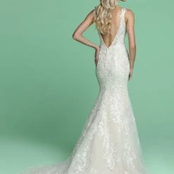 Davinci Bridal 50624 Long Lace Mermaid Wedding Dress Backless Gown Bridal