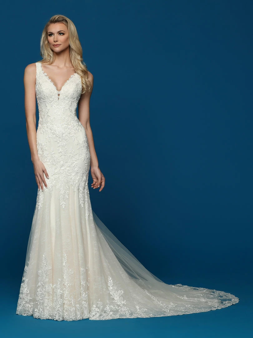 Davinci Bridal 50633 Long Lace Fit & Flare Wedding Dress Train Sheer Open Back Gown 3 Davinci Bridal 50633 Long Lace Fit & Flare Wedding Dress Train Sheer Open Back Gown
