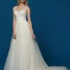 Davinci Bridal 50643 Long A Line Shimmer Ballgown Wedding Dress Lace V Neck Gown Train Ballgown Dresses