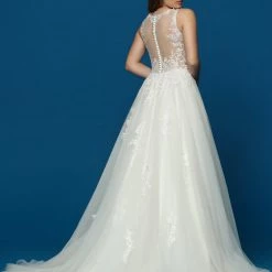 Davinci Bridal 50650 Long A Line Tulle Wedding Dress Sheer Lace Open Back Gown Ballgown Dresses