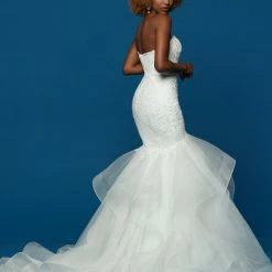 Davinci Bridal 50653 Fit And Flare Wedding Dress Lace Ruffle Strapless Mermaid Mermaid Dresses