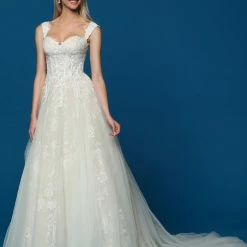 Ballgown Dresses Davinci Bridal 50654 Embellished Lace Long A Line Wedding Dress Bridal Gown
