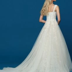 Ballgown Dresses Davinci Bridal 50654 Embellished Lace Long A Line Wedding Dress Bridal Gown