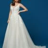 Davinci Bridal 50655 Lace And Glitter Tulle Wedding Dress Bridal Gown A Line V Neckline