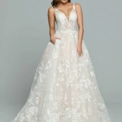 Ballgown Dresses Davinci Bridal 50663 Long Shimmer Ballgown Wedding Dress Pockets V Neck Lace Gown 6 Ballgown Dresses Davinci Bridal 50663 Long Shimmer Ballgown Wedding Dress Pockets V Neck Lace Gown
