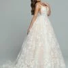 Ballgown Dresses Davinci Bridal 50663 Long Shimmer Ballgown Wedding Dress Pockets V Neck Lace Gown