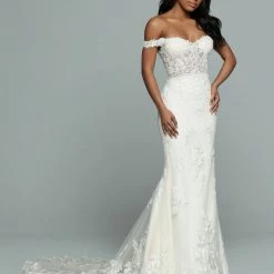 In Stock Mermaid Dresses Davinci Bridal 50664 Size 16 Sheer Lace Off The Shoulder Wedding Dress Mermaid Bridal