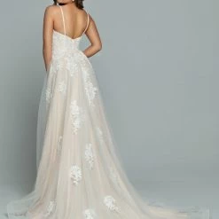 Davinci Bridal 50667 Long Aline Lace Wedding Dress V Neck Train Gown Ballgown Dresses