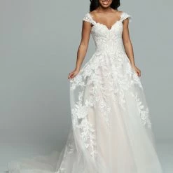In Stock Davinci Bridal 50668 Size 16 Long Shimmer A Line Wedding Dress Off The Shoulder Bridal Gown Ballgown Dresses