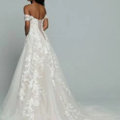 In Stock Davinci Bridal 50668 Size 16 Long Shimmer A Line Wedding Dress Off The Shoulder Bridal Gown Ballgown Dresses