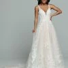 Davinci Bridal 50672 A Line Lace Ballgown Wedding Dress Sheer Back Bridal Gown