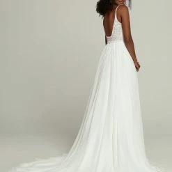 Davinci Bridal 50682 Long Chiffon Beaded A Line Wedding Dress Bridal Gown Backless Dresses