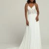 Davinci Bridal 50696 Beaded Sheer A Line Wedding Dress V Neck Chiffon Bridal Gown