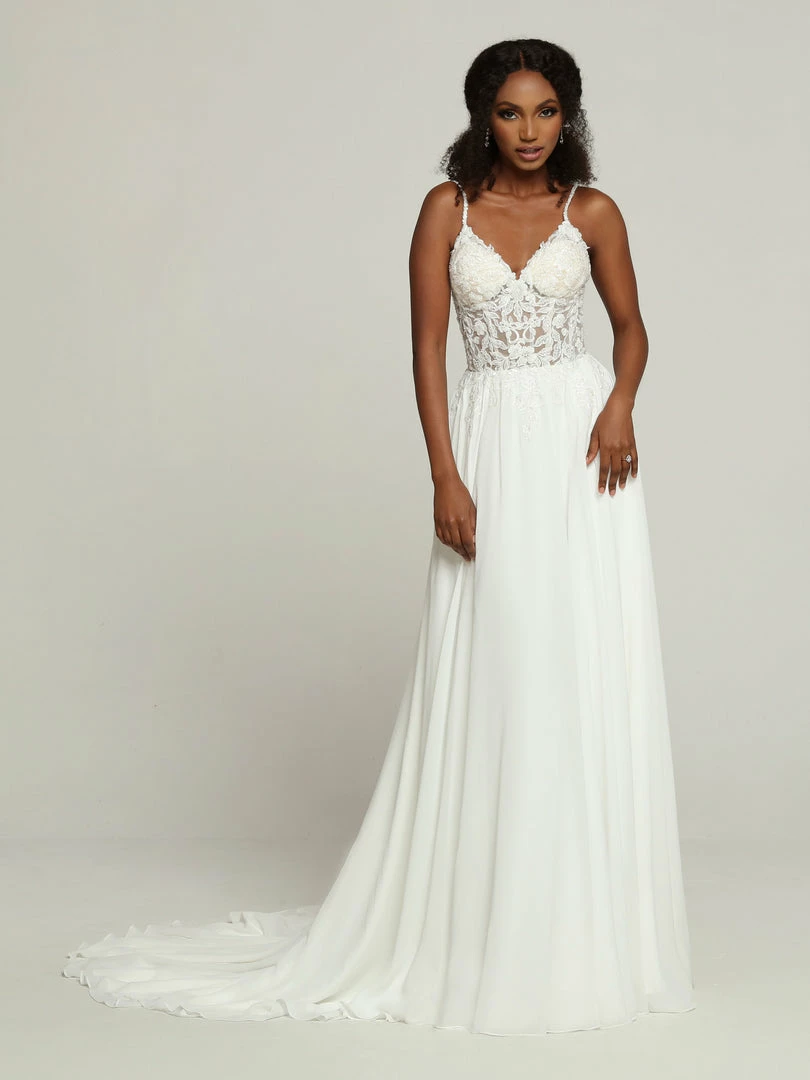 Davinci Bridal 50696 Beaded Sheer A Line Wedding Dress V Neck Chiffon Bridal Gown 3 Davinci Bridal 50696 Beaded Sheer A Line Wedding Dress V Neck Chiffon Bridal Gown