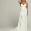 Davinci Bridal 50697 Destination Fitted Satin Wedding Dress Overskirt Bridal Gown Simple