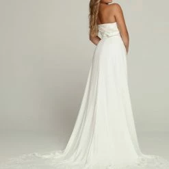 Davinci Bridal 50697 Destination Fitted Satin Wedding Dress Overskirt Bridal Gown Simple