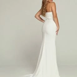 Davinci Bridal 50697 Destination Fitted Satin Wedding Dress Overskirt Bridal Gown Simple