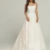 Ballgown Dresses Davinci Bridal 50699 A Line Ballgown 3D Lace Wedding Dress Shimmer Tulle Bridal Gown