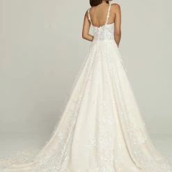 Ballgown Dresses Davinci Bridal 50699 A Line Ballgown 3D Lace Wedding Dress Shimmer Tulle Bridal Gown