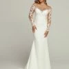 Backless Dresses Davinci Bridal 50701 Long Sleeve Sheer Lace Wedding Dress Train Off The Shoulder Bridal Gown