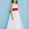 Long Sleeve Dresses Rosebuds 5101 Long High Neck Flower Girl Dress Sash Buttons First Communion