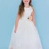 Rosebuds 5102 Long Flower Petal Tulle Girls Dress First Communion High Neck Long Sleeve Dresses