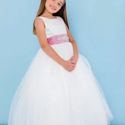 In Stock Rosebuds 5123 Size 4 Long Ballgown Flower Girl Dress Satin Sash First Communion