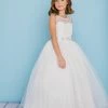 In Stock Rosebuds 5129 Long Tulle Flower Girl Ballgown Dress Lace Bodice Belt Size 8