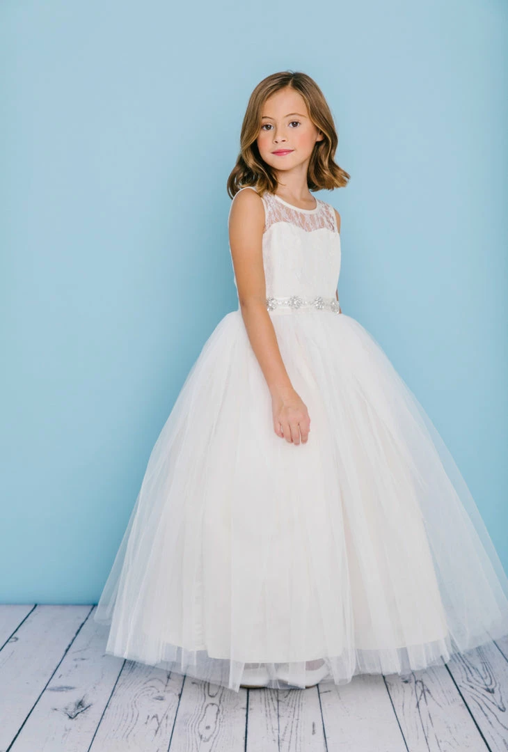 In Stock Rosebuds 5129 Long Tulle Flower Girl Ballgown Dress Lace Bodice Belt Size 8 3 In Stock Rosebuds 5129 Long Tulle Flower Girl Ballgown Dress Lace Bodice Belt Size 8