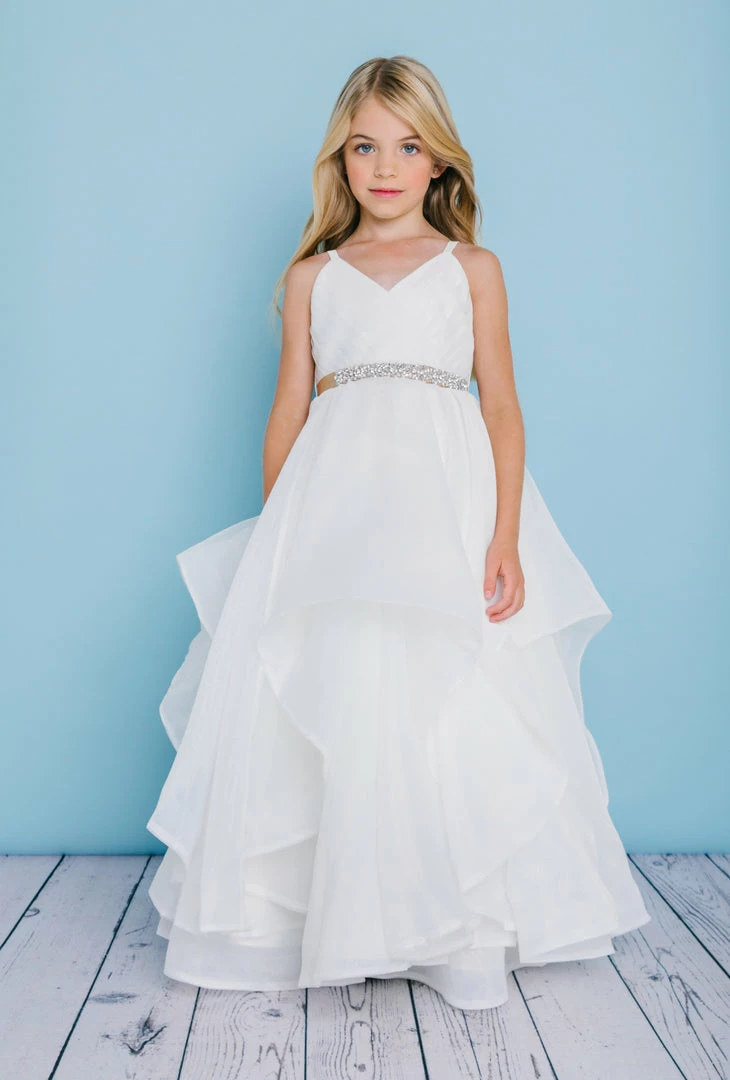 In Stock Rosebuds 5132 Long Layer Ruffle Flower Girl Dress V Neck First Communion Size 12 3 In Stock Rosebuds 5132 Long Layer Ruffle Flower Girl Dress V Neck First Communion Size 12