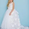 Rosebuds 5134 Long Flower Girl Dress 3D Detachable Train First Communion