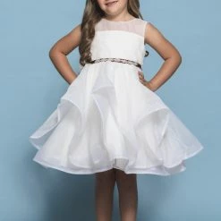 Rosebuds 5138 Short Ruffle Flower Girl Dress V Neck Girls Party Gown