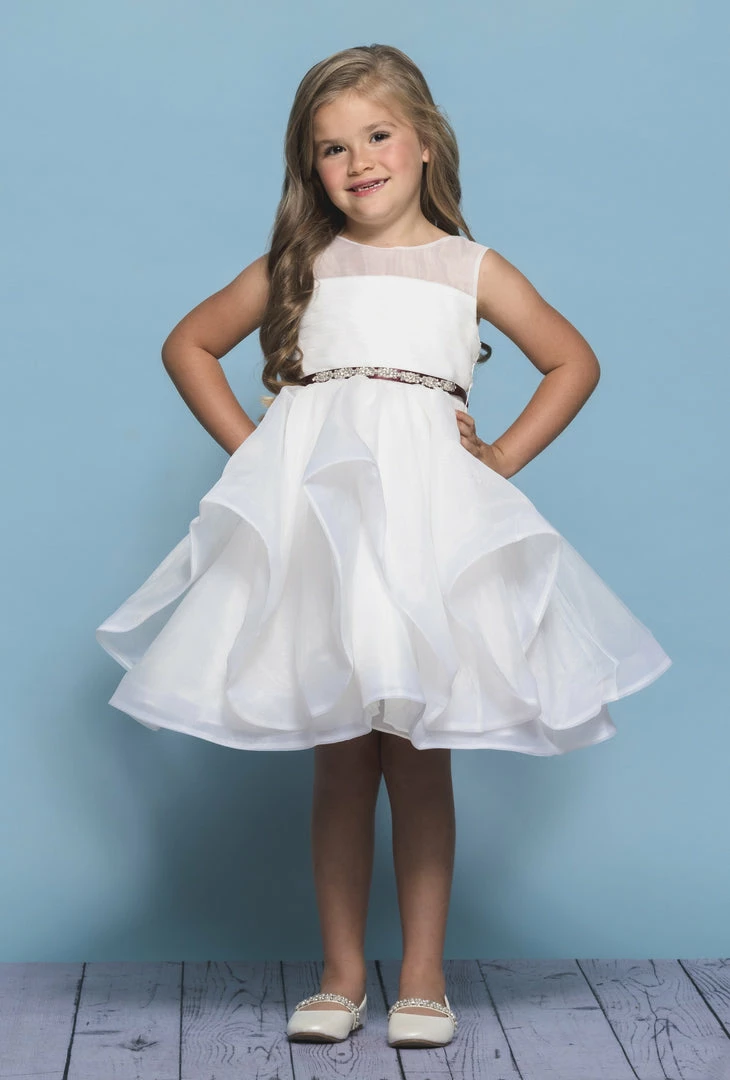 Rosebuds 5138 Short Ruffle Flower Girl Dress V Neck Girls Party Gown 3 Rosebuds 5138 Short Ruffle Flower Girl Dress V Neck Girls Party Gown