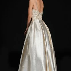 Discontinued Nina Canacci 5145 Gold Metallic Shimmer Ballgown Prom Dress Evening Gown Embellished Ballgown Dresses 5 Discontinued Nina Canacci 5145 Gold Metallic Shimmer Ballgown Prom Dress Evening Gown Embellished Ballgown Dresses