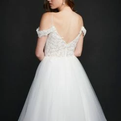 In Stock Nina Canacci 5205 Size 4 Long Sheer Ruffle Ballgown Prom Dress Off The Shoulder Bridal Gown