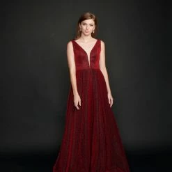 In Stock Nina Canacci 5208 Size 16 Long Ballgown Prom Pageant Gown Shimmer Dress V Neck