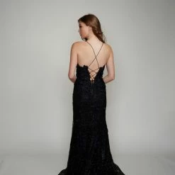 Nina Canacci 5209 Long Glitter Lace Formal Prom Dress Pageant Gown Backless Corset Corset Dresses